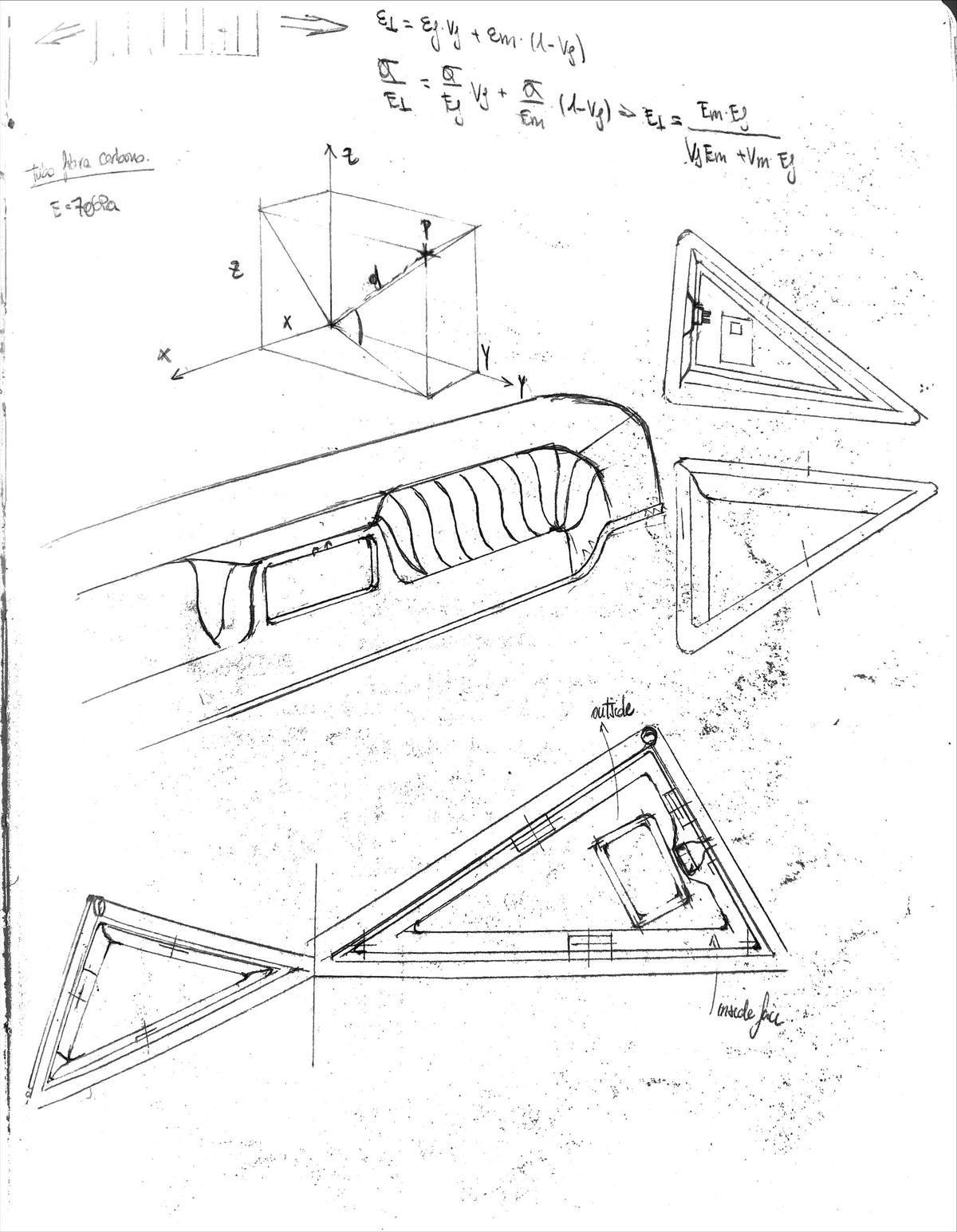 Notebook page with equations and bracket sketches